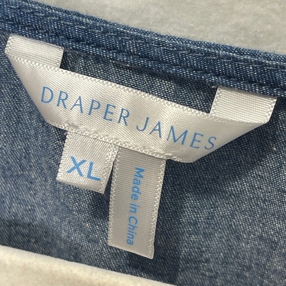 Draper James Heidi V-Neck Ruffle Sleeve Top in Chambray Size XL - Picture 5 of 6